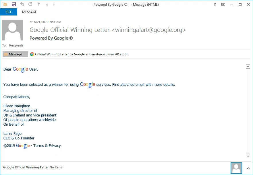 New Phishing Scam Example